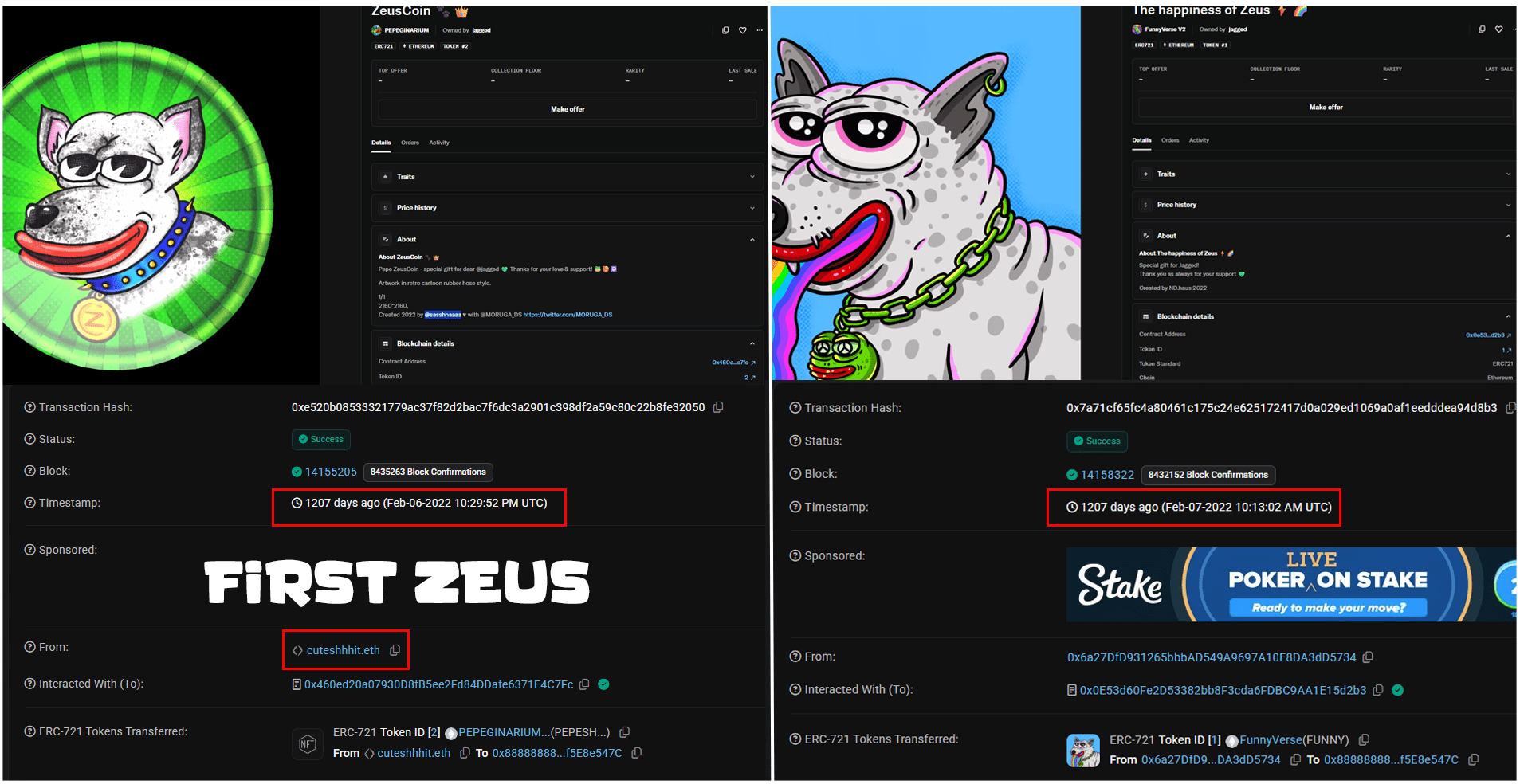 First Zeus NFT Transaction